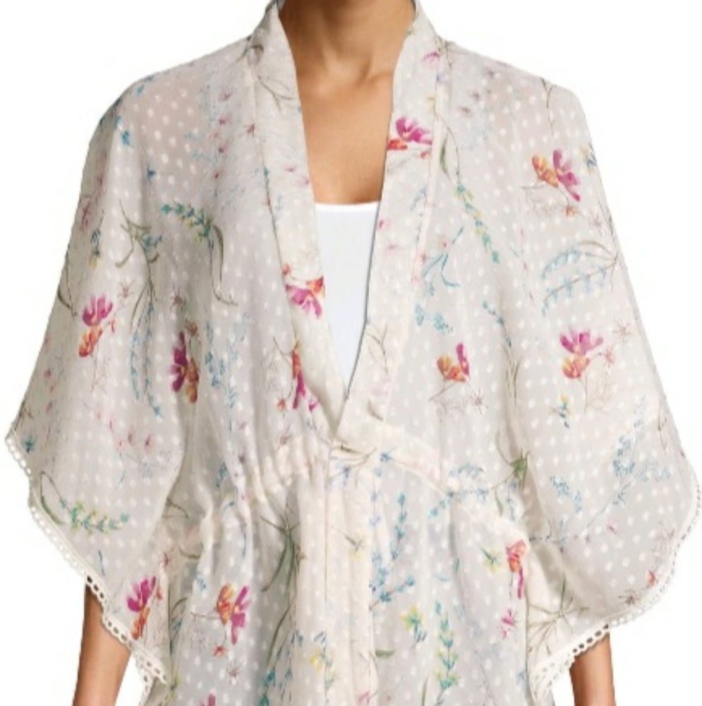 Women's Clip dot kimono with floral print